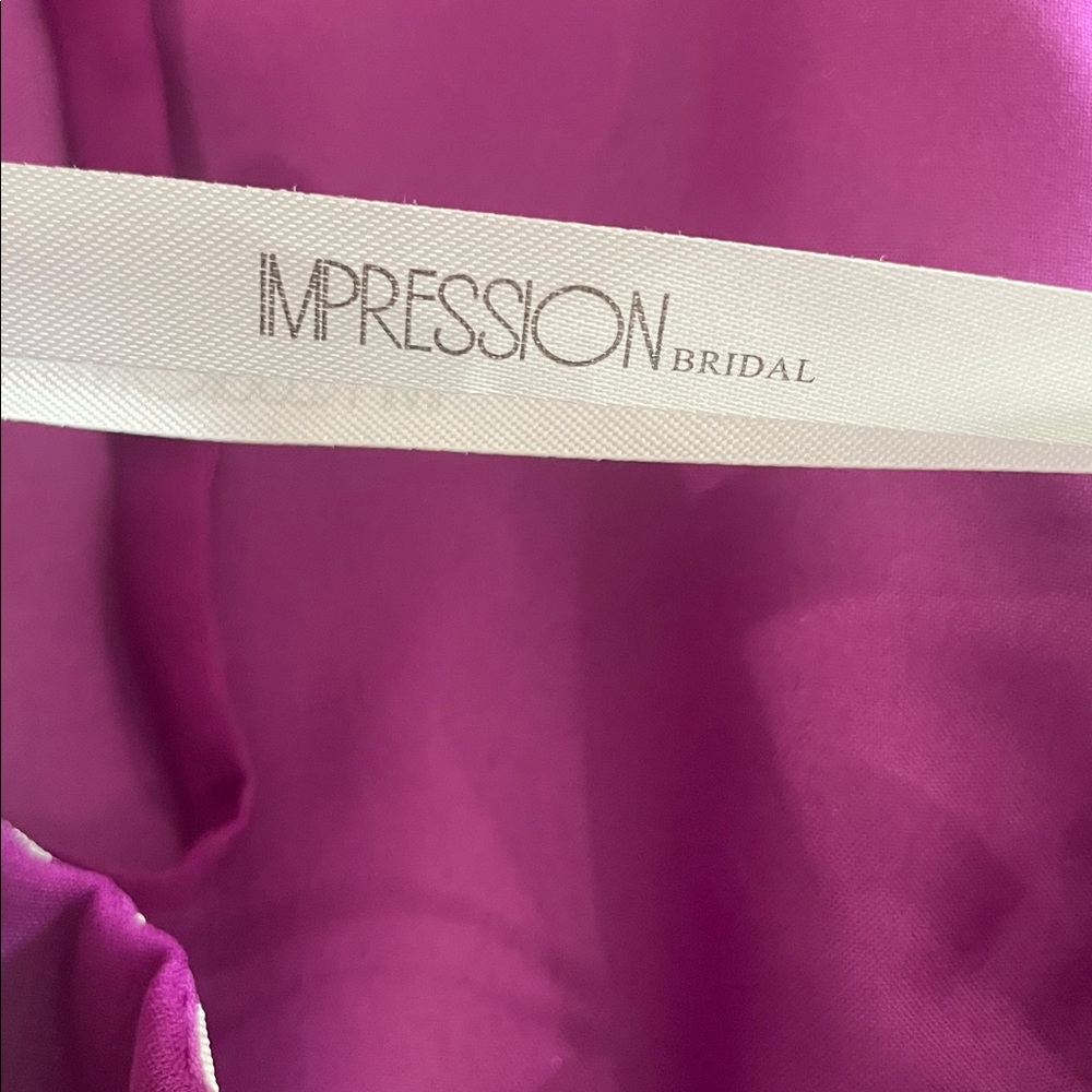 Impression Bridal- Passion/Gray Spaghetti-Strap Evening Gown with Waistband NWT! - Picture 11 of 14
